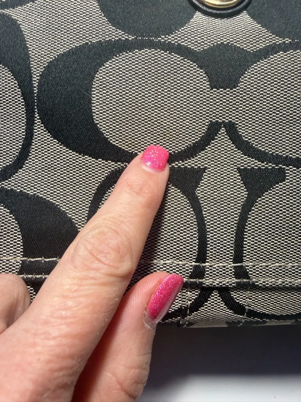 Coach Black and Gray Signature Canvas Shoulder Bag - Picture 7 of 14